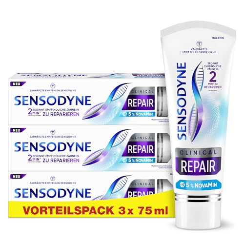 (-19%) Zahnpasta - Sensodyne Clinical Repair, Zahncreme für empfindliche Zähne mit 5 % NovaMin, für langanhaltende Linderung, 3x75ml