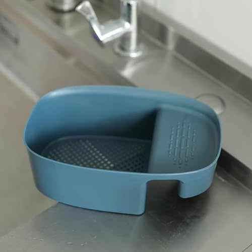 Kuber Industries Kitchen Organizer with Soap Holder|Premium PP|Durable & Sturdy|Multipurpose Bathroom Shelf|Smart Drainage Holes|TM21001|Pack of 3|Blu