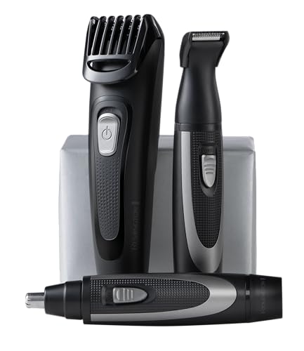 Remington Beard Trimmer Kit The Works (6 Piece Beard Trimmer with Comb (2mm-18mm), Precision Trimmer with Comb (1mm-5mm) & Nose and Ear Trimmer, Advanced Ceramic Blades, USB Rechargable) MB905