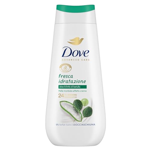 (-11%) Dove Frisches Duschgel, feuchtigkeitsspendend, feuchtigkeitsspendendes Duschgel, milde Formel auf dem Hautmikrobiom, mit pflanzlichen feuchtigkeitsspendenden Wirkstoffen, SLES-Freiheit, Duschbad für
