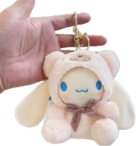 Cartoon Bag Charms Cute Plush Keychain for Women Girls, 5" Soft Backpack Key Chain Cute Animals Bag Keychain (Pink Dog)