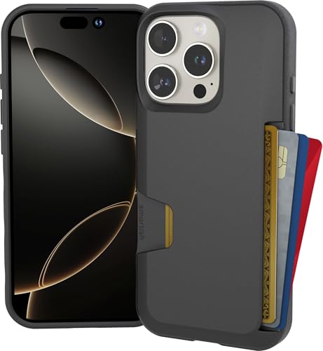 Smartish® iPhone 16 Pro Wallet Case - Wallet Slayer Vol. 1 [Slim + Protective] Credit Card Holder - Drop Tested Hidden Flip Card Slot Cover Compatible with Apple iPhone 16 Pro - Black Tie Affair