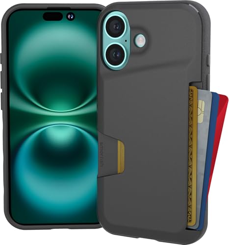 Smartish® iPhone 16 Wallet Case - Wallet Slayer Vol. 1 [Slim + Protective] Credit Card Holder - Drop Tested Holds 4 Cards Hidden Flip Card Slot Cover Compatible with Apple iPhone 16 - Black Tie Affair