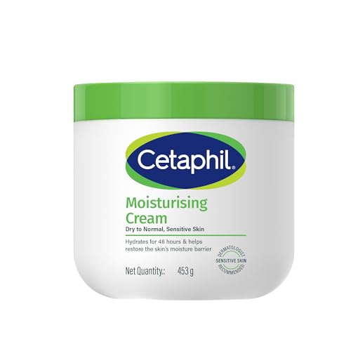Cetaphil Moisturising Cream 453 g for Dry & Sensitive Skin | 48H Hydration with Almond Oil, Niacinamide & Panthenol | Rich Fragrance and Paraben Free