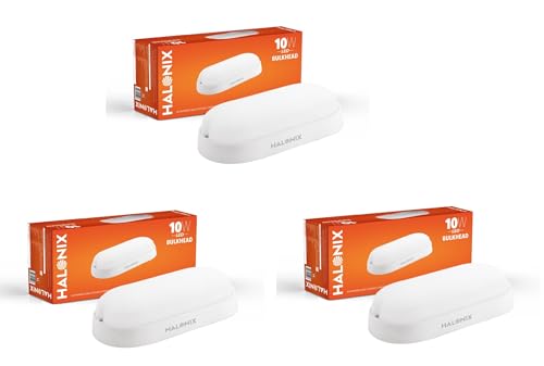 Halonix 10W wall Lamp LED Oval Shape Outdoor Bulkhead | (Cool White, Pack of 3)