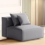 Home centre mills solid wood fabric 1 seater armless sofa