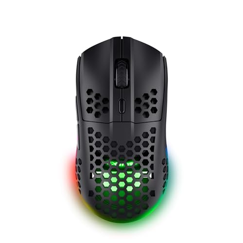 GXTrust Helox Ultralichte Draadloze Oplaadbare Gaming Muis 75g LED, Zwart | Batterijduur 80h, 2.4 GHz Micro-USB, Aanpasbare DPI 800-4800, Oplaadbare Gaming Mouse voor PC Computer Laptop