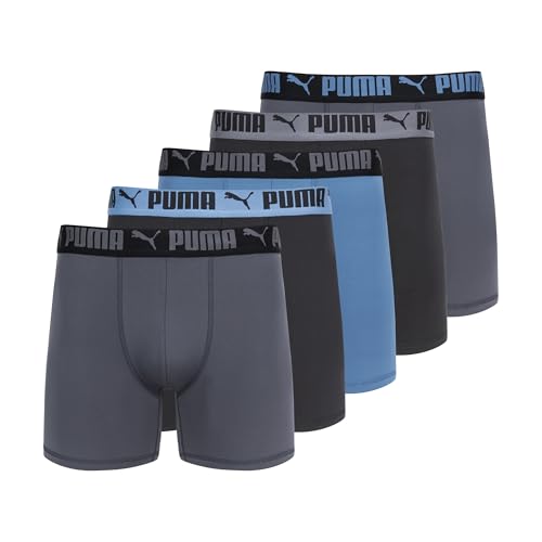 🔥 SELTEN SO GÜNSTIG (-41%) Puma Herren Performance-Boxershorts, 5er-Pack, Schwarz/Blau/Grau, X-Large