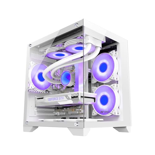 Crystal Z2 Mid-Tower Computer Case/Gaming Cabinet – White | Support Micro-ATX, Mini-ITX | Pre-Installed 3 ARGB Infinity Mirror Fans