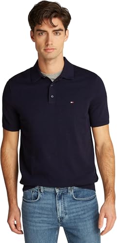 (-60%) Tommy Hilfiger Herren Poloshirt Kurzarm Essential Cotton Knitted Dick, Blau (Desert Sky), M
