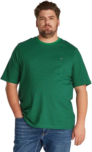 🔥 SELTEN SO GÜNSTIG (-68%) Tommy Hilfiger Herren T-Shirt Kurzarm Regular Fit aus Baumwolle, Mehrfarbig (Nouveau Green/Desert Sky), 2XL