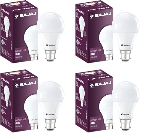 Bajaj Ivora HB 12W LED Bulb B22 (Pack of 4, CDL) | Energy Efficient, Eco-Friendly | UV & IR Free | 1 Year Warranty
