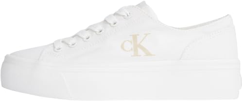 🔥 STARKER PREIS (-50%) Calvin Klein Damen Vulcanized Sneaker Flatform Low Top, Weiß (Triple Bright White), 36