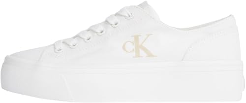 (-45%) Calvin Klein Damen Vulcanized Sneaker Flatform Low Top, Weiß (Triple Bright White), 38