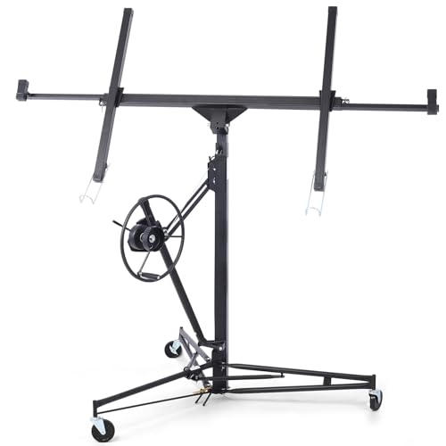 Rovibek Drywall Lift 11 FT, Sheetrock Lift Drywall Lift for Ceiling, Drywall Panel Hoist 360° Adjustable Foldable, 150 lbs Heavy Duty Drywall Lifter for Home Improvement (Black)