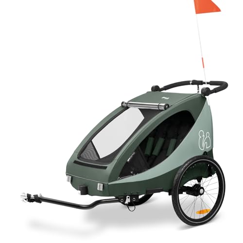 (-36%) hauck Dryk Duo Plus Fahrradanhänger & Buggy 2 Kinder mit Federung, Green