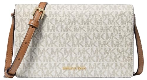 Michael Kors Women's Jet Set Medium Flap Crossbody Bag, Gold-Tone Hardware/Vanilla/Acorn
