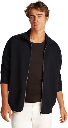 🔥 STARKER PREIS (-74%) Calvin Klein Herren Sweatshirt mit Reißverschluss Tape Zip Through mit Logo, Schwarz (Ck Black), XXS