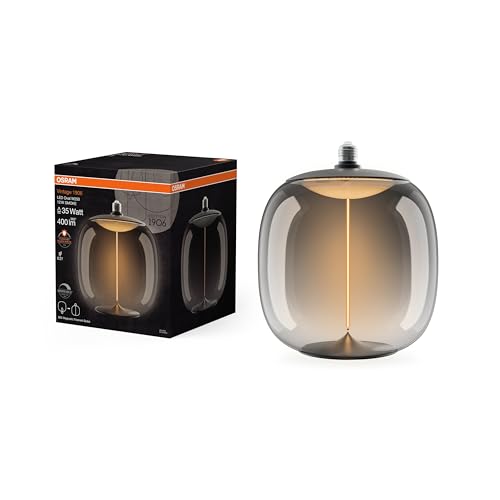 (-25%) Osram Vintage 1906 Big Oval ist eine dimmbare, dekorative Lampe aus Kunststoff mit LED-Glüwendel-Magnet-Technologie,12 W,400 lm, E27 Fassung, 1800K, 250 mm Durchmesser, CRI 80.
