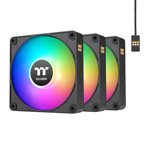 (-15%) Thermaltake CT120 EX ARGB Reverse PC Lüfter (3-Lüfterpack), magnetische Verbindung, 5 V Motherboard-Synchronisation, 16,8 Millionen Farben, 9 adressierbare LEDs, 120 mm Gehäuse/Kühlerlüfter,