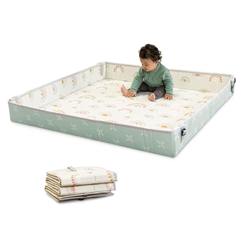 Infantino Foldable Soft Foam Play Mat, Baby Play Mat for Tummy Time & Floor Play, Lightweight, Easy to Store, Wipeable, Rainbows