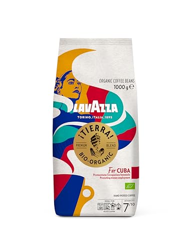 (-25%) Lavazza, Tierra for Cuba, Bio-Kaffeebohnen, Ideal für Espressomaschinen, mit Aromen von Schokolade und Trockenfrüchten, Arabica und Robusta, Intensität 7/10, Mittlere Röstung, 1 kg