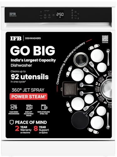 IFB 14 Place Settings with DeepClean® Technology Freestanding Dishwasher (Neptune FX14, White, 70° Hot Water Wash with Hygienic Steam Drying, Perfect 