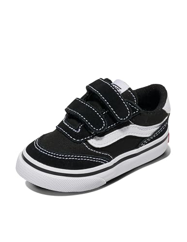 Vans Toddler Brooklyn LS V Shoe | Low-Top Sneakers for Little Kids, Boys & Girls, Baby Footwear, Suede/Canvas Black/White, 4