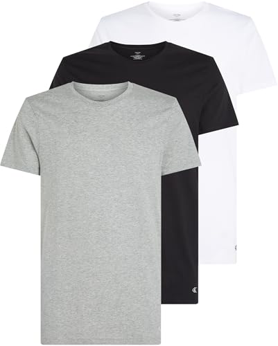 (-44%) Calvin Klein Herren 3er Pack T-Shirts Kurzarm aus Baumwolle, Mehrfarbig (Black, White, Grey Heather), L