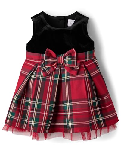 The Children's Place,Baby-Girls,and Newborn Sleeveless Dressy Dresses,Classic Red Plaid,6 Months,9 Months
