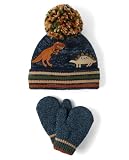 The Children's Place,Unisex Baby,and Toddler Winter Hat and Mittens Cold Weather Set,Tidal Dino Set,6 Months,12 Months