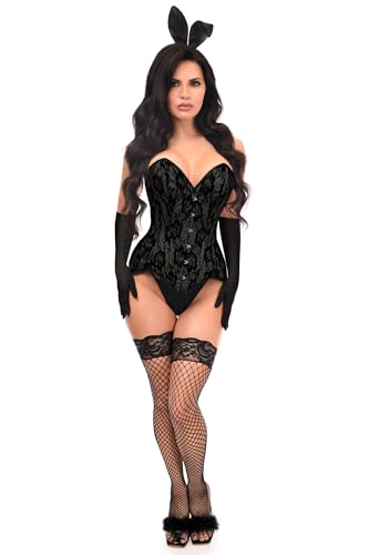 Top Drawer 4 PC Premium Black Bunny Corset Costume (Small)