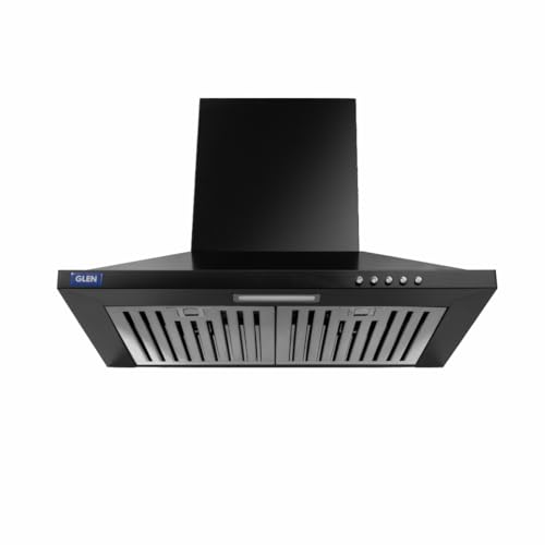 Glen Hood Aqua Plus 60cm Wall Mounted Pyramid Kitchen Chimney | 1000 m³/hr Suction | Baffle Filter | Push Button Control | LED Lights | 1 Year Compreh