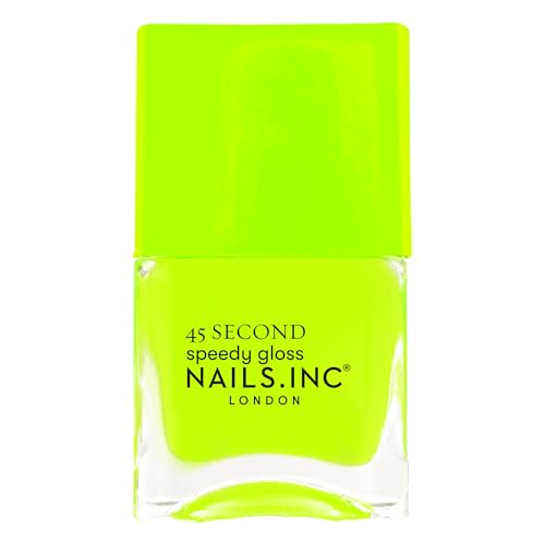Nails Inc 45 Second Speedy Gloss, Daisy, Green, Neon, Glossy, No Chip, Long Lasting, Quick Dry, Air Dry, Professional Manicures & Pedicures, Fingernails & Toenails, Vegan Nail Polish, 0.47 Fl Oz