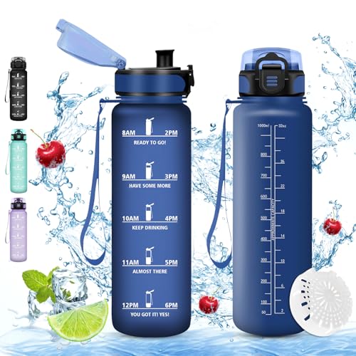 🔥 STARKER PREIS (-50%) Vikaster Sport trinkflasche, 1000ml BPA-frei trinkflasche, Trinkflasche Fahrrad, Auslaufsicher, Trinkflaschen Kohlensäure Geeignet, Trinkflaschen sport für Fahrrad, Fitness, Schule, Kinder, Outdoor