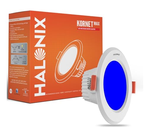 Halonix 5.5W Blue Kornet Junction box led Downlighter | Cut Out- 3 Inch, Dia- 4.13, Height- 1.96 Inch | | Downlighter For Home, Shop And Office |Pack 