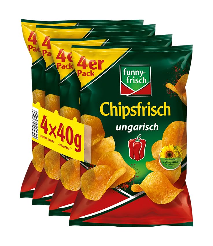 🔥 STARKER PREIS (-40%) funny-frisch Chipsfrisch ungarisch Multipack, 4 x 40 g