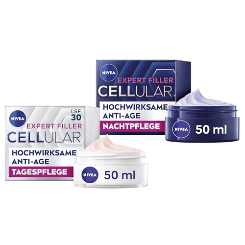(-30%) NIVEA Cellular Expert Filler Hyaluron Set mit Anti-Age Tagespflege und Nachtpflege, extra straffende Gesichtspflege, Hautpflege mit Hyaluronsäure (50 ml)