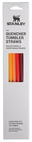 Stanley Quencher Tumbler Straws for 30 oz | Reusable Replacement Straws for Tumbler with Handle | Stainless Steel Drinking Cup Accessory | BPA-Free | Red-Orange Multi Pack