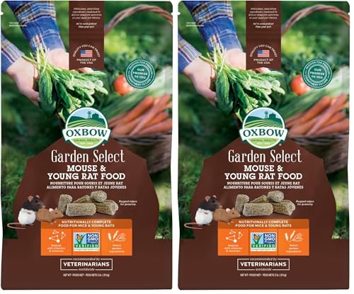 Oxbow Animal Health Garden Select Mouse and Young Rat Food, Garden-Inspired Recipe for Young Rats and Mice of All Ages, Non-GMO, Made in The USA, 2 Pound Bag (Pack of 2) 2 Pound (Pack of 2)