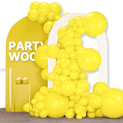 PartyWoo Yellow Balloons 120 pcs Different Sizes of 18 12 10 5 Inch Matte Light Yellow Latex Balloon Arch Kit Garland for Easter Bee Baby Shower Sunflower Birthday Graduation Decorations Yellow-Y55