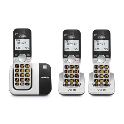 VTech Cordless Phone 3-Handset with Large Display and Big Buttons, DECT 6.0 with Caller ID/Call Waiting, Full Duplex Speakerphone, ECO Mode, Last 10 Number Redial, Easy to Use,VG231-3