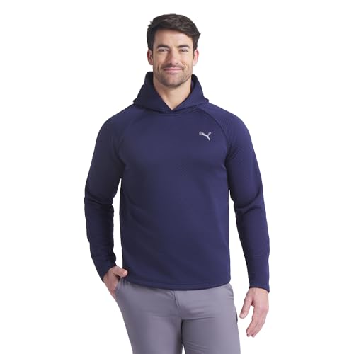 PUMA Men's Standard Pebble Hoodie, Deep Navy, L