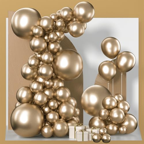 PartyWoo Metallic Gold Balloons 152 pcs Chrome Gold Balloons Different Sizes Pack of 18 12 10 5 Inch Gold Balloon Arch Kit Balloon Garland for Birthday Graduation New Year Party Decorations Gold-G127