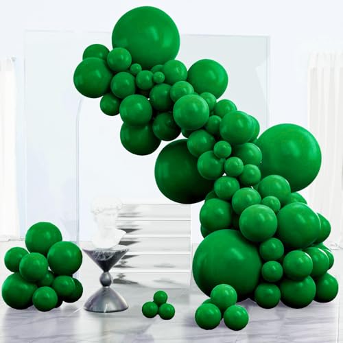 PartyWoo Dark Green Balloons 152 pcs Different Sizes of 18 12 10 5 Inch Hunter Emerald Forest Green Balloon Arch Kit Garland for Graduation Christmas Jungle Birthday Party Decorations Green-Y56