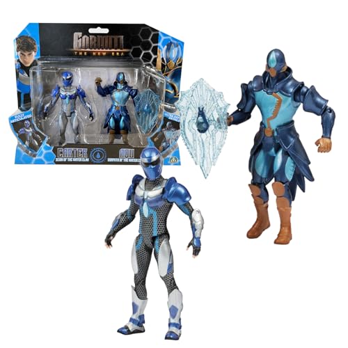 Gormiti, Coffret 2 Figurines 15 cm, Scion + Gormiti associé, Modèle Eau - Carter et AQU, pour Les Enfants à partir de 4 Ans, GRV194