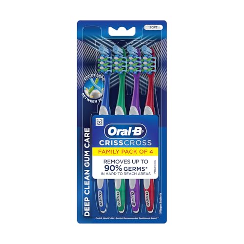 Oral-B Criss Cross Gum Care Soft Toothbrush For Adults, Soft Bristles, Healthier Gums, Multicolour Tooth Brush Set, Oral B Dentist Recommended Brand (