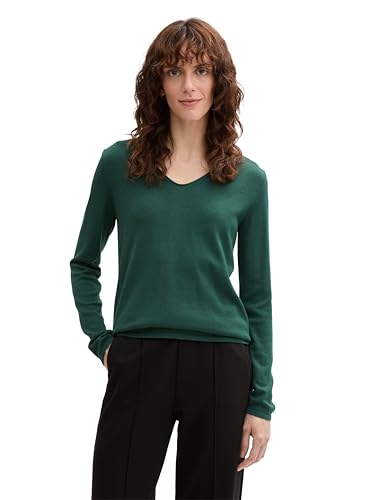 (-38%) Tom Tailor Damen 1012976 Strickpullover Mit V-Ausschnitt, 30024 - Explorer Green, XL EU