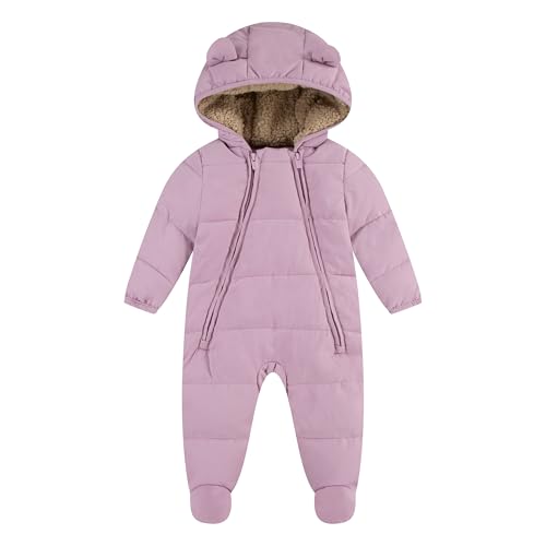 Huggies Unisex Baby Sherpa Lined Footed Snow Suit, Mauve Mist, 0/3M