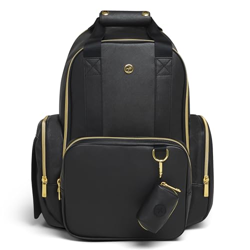Huggies Signature Hug Pack Diaper Backpack, Black Leather, One Size